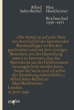 Horkheimer, Max / Alfred Sohn-Rethel. Briefwechsel 1936-1971. Ca Ira Verlag, 2026.