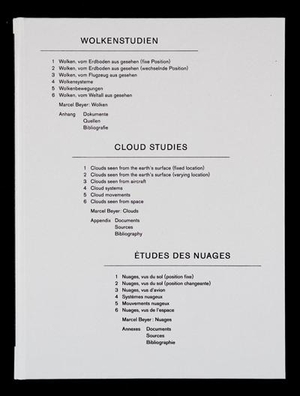 Beyer, Marcel. Wolkenstudien / Cloud Studies / Etudes des nuages. Spectormag GbR, 2011.