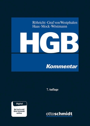 Bernzen, Anna K. / Lenz, Tobias et al. HGB - Kommentar zu Handelsstand, Handelsgesellschaften, Handelsgeschäften, besonderen Handelsverträgen, internationalem Vertragsrecht und nachhaltiger Unternehmensführung. Schmidt , Dr. Otto, 2026.