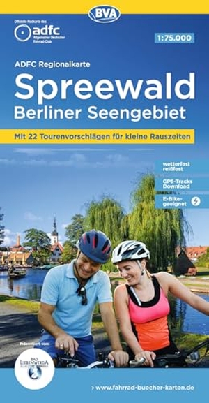 Allgemeiner Deutscher Fahrrad-Club e.V. / BVA BikeMedia GmbH (Hrsg.). ADFC-Regionalkarte Spreewald Berliner Seengebiet, 1:75.000, mit Tagestourenvorschlägen, reiß- und wetterfest, E-Bike-geeignet, GPS-Tracks Download. BVA Bielefelder Verlag, 2022.