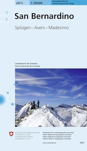 Bundesamt für Landestopografie swisstopo (Hrsg.). 267S San Bernardino Schneesportkarte - Splügen - Avers - Madesimo. Bundesamt für Landestopog, 2025.