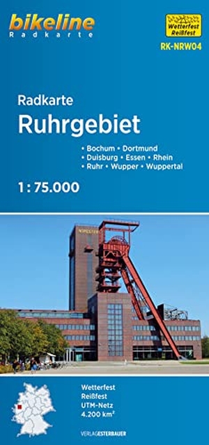 Bikeline Radkarte Deutschland Ruhrgebiet 1 : 75 000 (RK-NRW04) - Bochum - Dortmund - Duisburg - Essen - Rhein - Ruhr - Wupper - Wuppertal. Esterbauer GmbH, 2019.