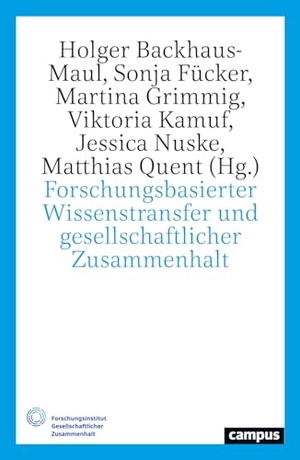 Backhaus-Maul, Holger / Sonja Fücker et al (Hrsg.). Forschungsbasierter Wissenstransfer und gesellschaftlicher Zusammenhalt - Theorie, Empirie, Konzepte und Instrumente. Campus Verlag GmbH, 2024.