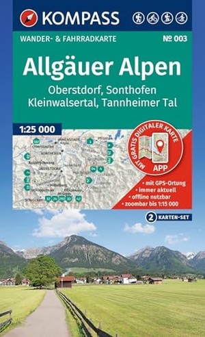 KOMPASS Wanderkarten-Set 003 Allgäuer Alpen, Oberstdorf, Sonthofen, Kleinwalsertal, Tannheimer Tal (2 Karten) 1:25.000 - inklusive Karte zur offline Verwendung in der KOMPASS-App.. Kompass Karten GmbH, 2025.