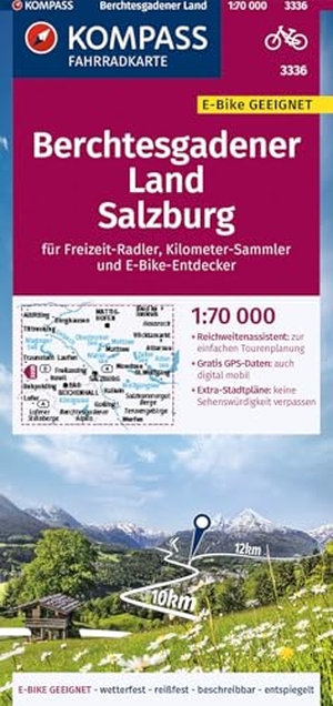 KOMPASS Fahrradkarte 3336 Berchtesgadener Land, Salzburg 1:70.000 - reiß- und wetterfest mit Extra-Stadtplänen. Kompass Karten GmbH, 2024.