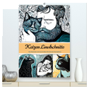 Katzen Linolschnitt - Der Kalender mit kunstvollen Porträts der Samtpfoten (hochwertiger Premium Wandkalender 2024 DIN A2 hoch), Kunstdruck in Hochglanz