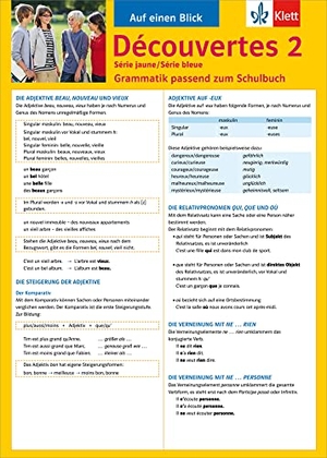 Malek, Bettina. Découvertes Série jaune und bleue 2. Grammatik. Klett Lerntraining, 2013.