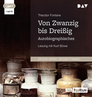 Fontane, Theodor. Von Zwanzig bis Dreißig. Autobiographisches - Lesung mit Kurt Böwe. Audio Verlag Der GmbH, 2021.