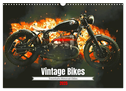 Vintage Bikes. Traumhafte Motorrad-Oldies (Wandkalender 2025 DIN A3 quer), CALVENDO Monatskalender