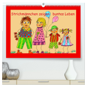 Strichmännchen zeigen buntes Leben (hochwertiger Premium Wandkalender 2024 DIN A2 quer), Kunstdruck in Hochglanz