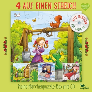 4 auf einen Streich - Meine Märchenpuzzle-Box mit CD. Magellan GmbH, 2019.