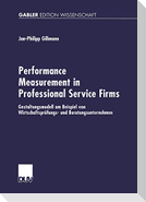 Performance Measurement in Professional Service Firms