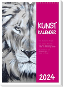 Kunstkalender Dickhäuter und Großkatzen - Auge in Auge (Wandkalender 2024 DIN A3 hoch), CALVENDO Monatskalender