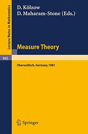 Maharam-Stone, D. / D. Kölzow (Hrsg.). Measure Theory, Oberwolfach 1981 - Proceedings of the Conference Held at Oberwolfach, Germany, June 21-27, 1981. Springer Berlin Heidelberg, 1982.
