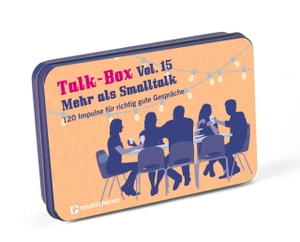 Filker, Claudia / Hanna Schott. Talk-Box Vol. 15 - Mehr als Smalltalk - 120 Impulse für richtig gute Gespräche. Neukirchener Verlag, 2019.