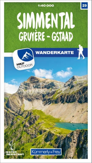 Simmental / Gruyère - Gstaad 29 Wanderkarte 1:40 000 matt laminiert. Kümmerly und Frey, 2019.