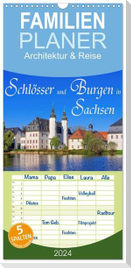 Familienplaner 2024 - Schlösser und Burgen in Sachsen mit 5 Spalten (Wandkalender, 21 x 45 cm) CALVENDO