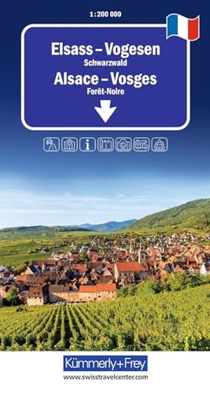 Kümmerly+Frey Regional-Strassenkarte Elsass, Vogesen 1:200.000 - Mit Schwarzwald. Inkl. Stadtpläne, Ortsverzeichnis und Reiseinformationen. Kümmerly und Frey, 2026.