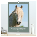 Camargue Pferde - weiße Mähnen (hochwertiger Premium Wandkalender 2025 DIN A2 hoch), Kunstdruck in Hochglanz