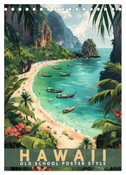 Hawaii - Old School Poster Style (Tischkalender 2026 DIN A5 hoch), CALVENDO Monatskalender