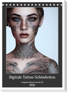 Digitale Tattoo-Schönheiten - Computerträume aus der KI (Tischkalender 2024 DIN A5 hoch), CALVENDO Monatskalender