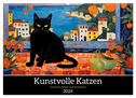Kunstvolle Katzen (Wandkalender 2024 DIN A2 quer), CALVENDO Monatskalender