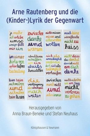 Braun-Beneke, Anna / Stefan Neuhaus (Hrsg.). Arne Rautenberg und die (Kinder-)Lyrik der Gegenwart. Königshausen & Neumann, 2025.