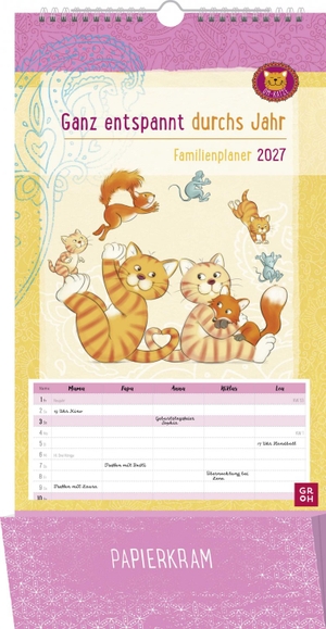 Groh Verlag (Hrsg.). Om-Katze Familienplaner 2027: Ganz entspannt durchs Jahr - Der perfekte "Family Organizer" mit 5 Spalten und Zetteltasche. Groh Verlag, 2026.