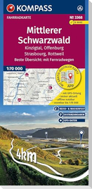 KOMPASS Fahrradkarte 3368 Mittlerer Schwarzwald, Kinzigtal, Offenburg, Strasbourg, Rottweil 1:70.000