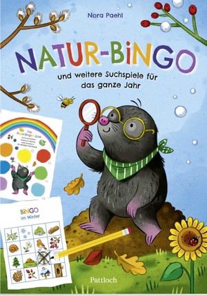 Pattloch Verlag (Hrsg.). Natur-Bingo und weitere Suchspiele für das ganze Jahr - Spieleblock für Kinder ab 5 Jahren | Beschäftigung für Spaziergänge und Ausflüge mit Kindern zu jeder Jahreszeit. Pattloch Geschenkbuch, 2026.