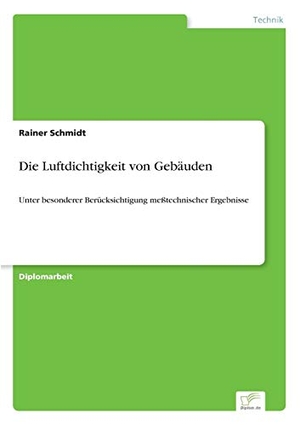 Schmidt, Rainer. Die Luftdichtigkeit von Gebäuden - Unter besonderer Berücksichtigung meßtechnischer Ergebnisse. Diplom.de, 1998.