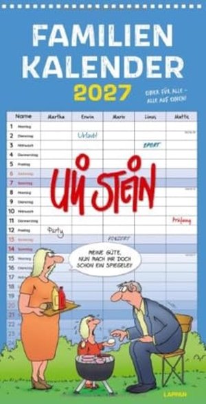 Stein, Uli. Uli Stein Familienkalender 2027: Familienplaner mit 5 Spalten - Großer Wandkalender im Hochformat mit Spiralbindung. Lappan Verlag, 2026.
