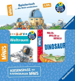 Verkaufs-Kassette "Ravensburger Minis 23 Wieso? Weshalb? Warum?" - MSR Dinosaurier / MSR Fahrzeuge / Prinzessinnen / Weltraum. Ravensburger Verlag, 2023.