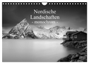 Nordische Landschaften - monochrom (Wandkalender 2024 DIN A4 quer), CALVENDO Monatskalender