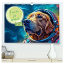 Hunde im Weltall (hochwertiger Premium Wandkalender 2024 DIN A2 quer), Kunstdruck in Hochglanz