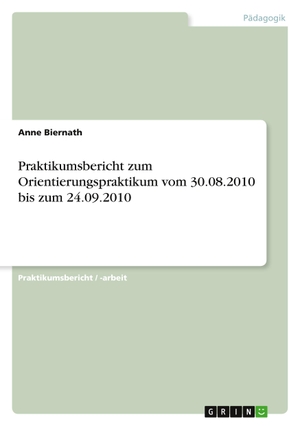 Biernath, Anne. Praktikumsbericht zum Orientierung