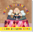 Drei Pudel essen eine Nudel