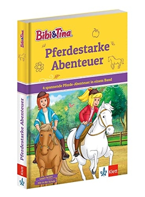 Bibi & Tina: Pferdestarke Abenteuer - 4 spannende Pferde-Abenteuer in einem Band. Mit Hufeisen-Quiz. Leseanfänger 1. Klasse, ab 6 Jahren. Klett Lerntraining, 2022.