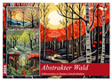 Abstrakter Wald - Jahreszeiten in bunten Linolschnitten (Wandkalender 2024 DIN A3 quer), CALVENDO Monatskalender