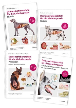 Demonstrationstafeln für die Kleintierpraxis Hund, Katze, Parasiten und Zahnheilkunde 4 Bde. im SET - Bildmaterial für die Kommunikation zwischen Tierarzt und Tierbesitzer. Schlütersche Verlag, 2026.