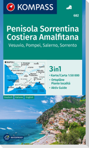 KOMPASS Wanderkarte 682 Penisola Sorrentina, Costiera Amalfitana, Vesuvio, Pompei, Salerno, Sorrento 1:50.000