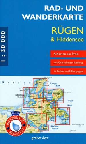 Rad- und Wanderkarten-Set Rügen & Hiddensee - (Wasser- und reißfeste Karten). Verlag grünes Herz, 2022.