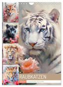 Raubkatzen. Zauberhafte Aquarelle (Wandkalender 2024 DIN A4 hoch), CALVENDO Monatskalender