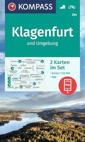 KOMPASS-Karten GmbH (Hrsg.). KOMPASS Wanderkarten-Set 294 Klagenfurt und Umgebung (2 Karten) 1:50.000 - inklusive Karte in der KOMPASS-App offline nutzen, markierte Wanderwege, Fahrradfahren. Kompass Karten GmbH, 2022.