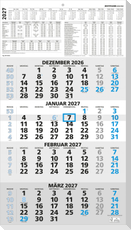 4-Monatskalender blau 2027