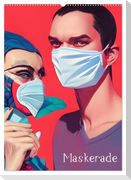 Maskerade - farbenfrohe Mund-Nase-Bedeckungen (Wandkalender 2024 DIN A2 hoch), CALVENDO Monatskalender