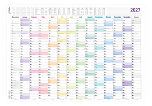 Neumann Verlage GmbH & Co KG (Hrsg.). Jahresplaner XL Prisma 14 Mon 1 Stk. gerollt 2027 - Plakatkalender 100x70 cm im Rainbow-Design mit Jahresübersicht, Ferienkalender & Arbeitstagezählung für Büro & Homeoffice. Neumann Verlage GmbH & Co, 2026.