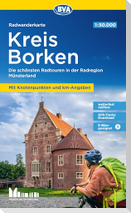 Radwanderkarte BVA Kreis Borken mit Knotenpunkten und km-Angaben, 1:50.000, reiß- und wetterfest, GPS-Tracks Download, E-Bike-geeignet