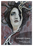 Colourful Women - Fantasy-Frauenportraits in Acryl und Mischtechnik (Wandkalender 2024 DIN A4 hoch), CALVENDO Monatskalender