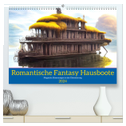 Romantische Fantasy Hausboote Magische Stimmungen in der Dämmerung (hochwertiger Premium Wandkalender 2024 DIN A2 quer), Kunstdruck in Hochglanz